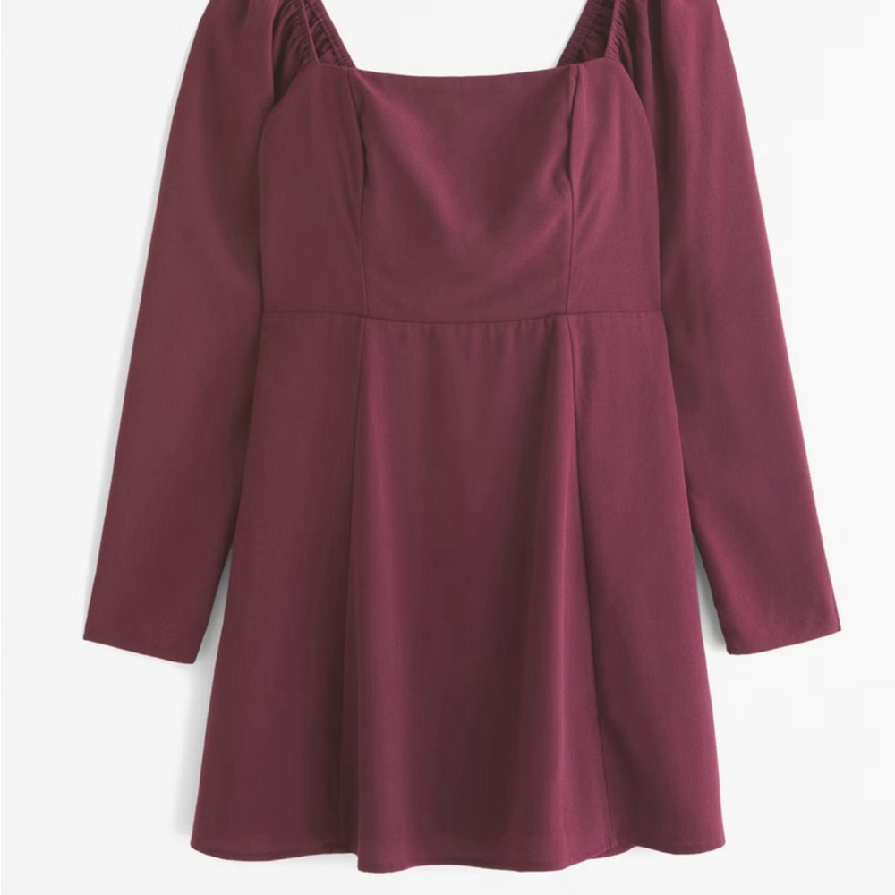 Abercrombie XXS Petite Long-Sleeve Crepe Mini Dress in color Deep Wine
